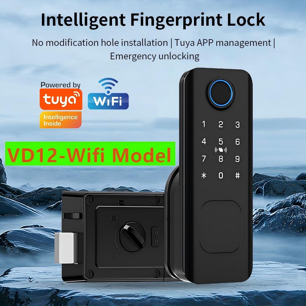 Smart Garden Lock - WLAN-Fingerabdruck-Wasserdichtes Außentürschloss mit Fernbedienung, Tuya-App-Unterstützung, Code,