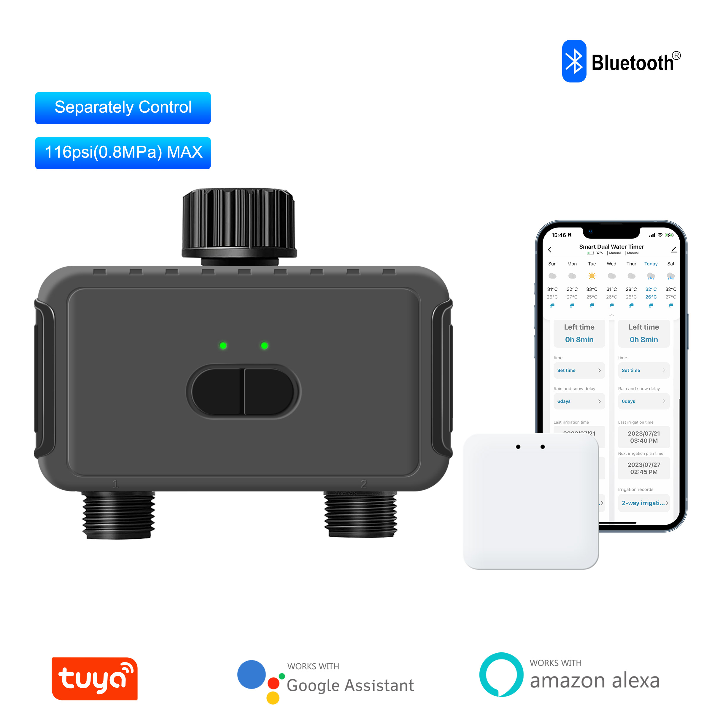 Smart Garden Water Features - KEMEK Smart Programmierbarer Streu-Timer, 2-Zonen-WLAN, intelligenter
