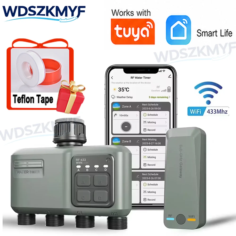 Smart Garden Lock - WLAN RF433 Smart Garten-Sprinkler-Wassertimer 4-Ausgang Automatischer