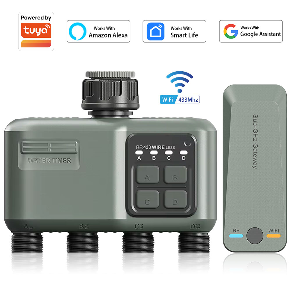 Smart Garden Sprinkler System - 4-fach programmierbarer Bewässerungstimer für Gartenschlauch, mit